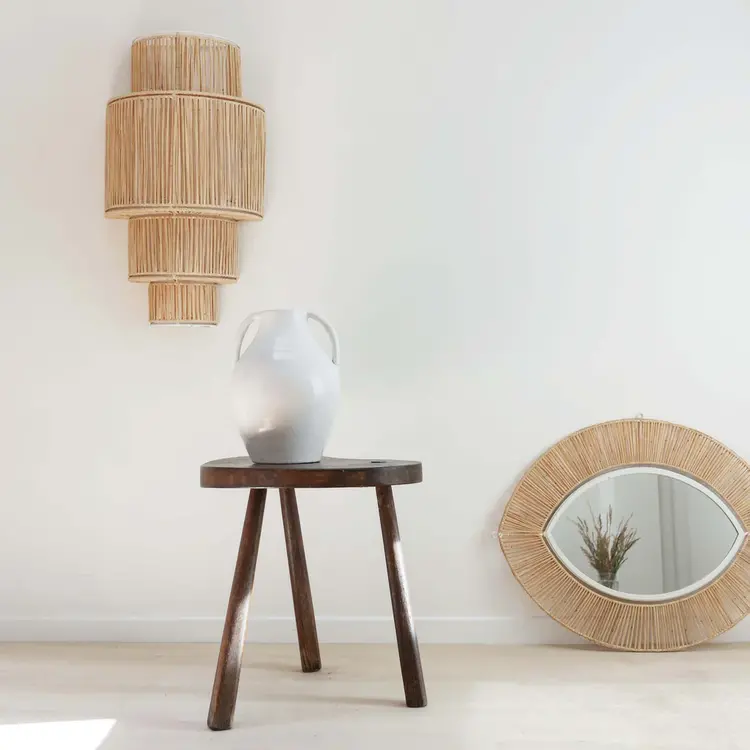 Wall lamp raffia 4-tier