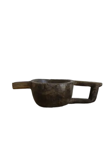 Old wooden milk jar Dhudh with spout - India