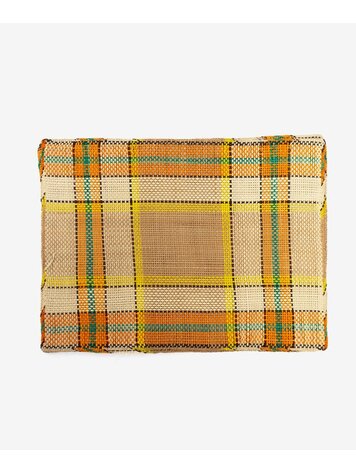 Guanabana handmade Straw placemat - yellow/orange/blue checks