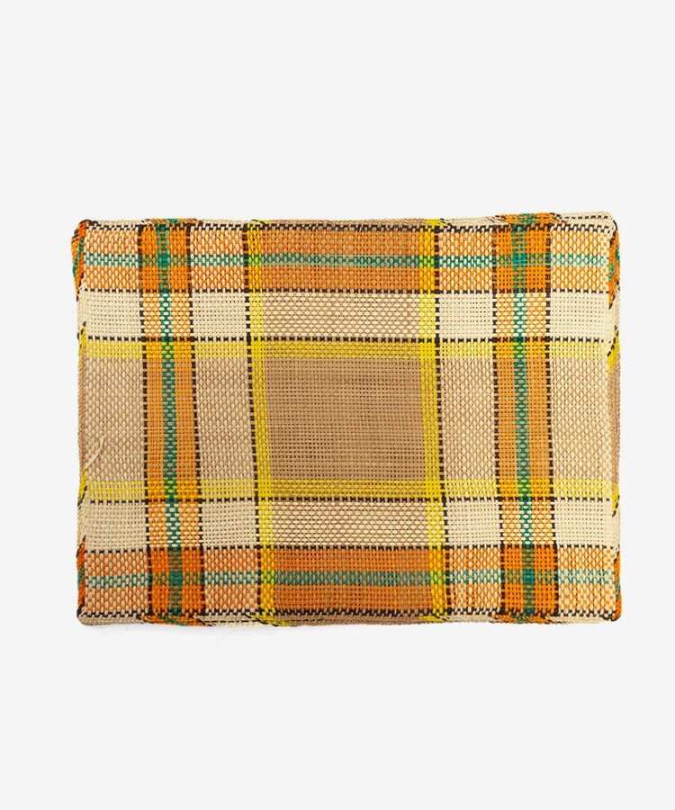 Guanabana handmade Straw placemat - yellow/orange/blue checks