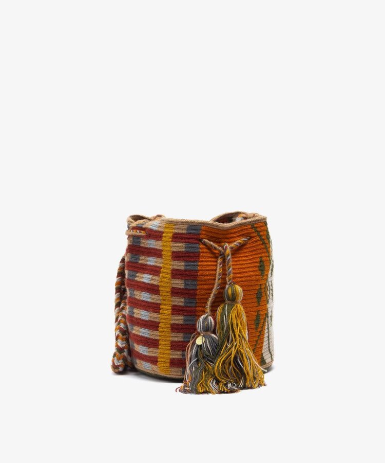 Guanabana handmade Crossbody Bag M  - Cockatoo Mustard & Beige