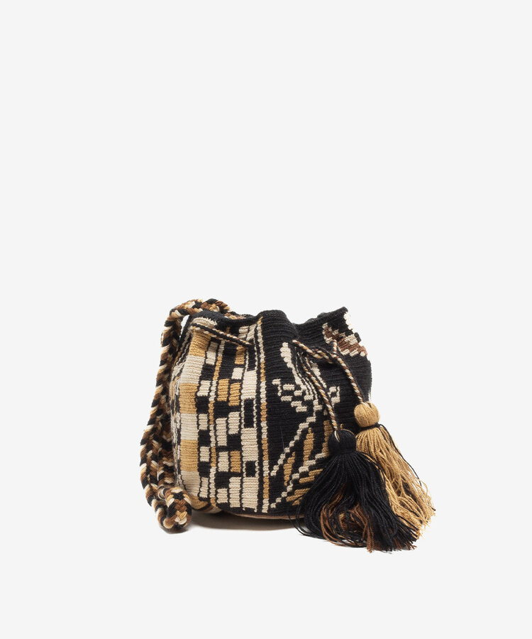 Guanabana handmade Crossbody M - Hiroshima - Black & Toasted