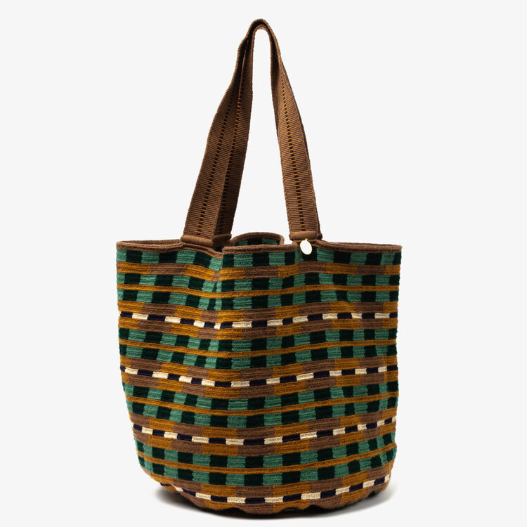 Guanabana handmade Tote Bag - Rio De Janeiro - Green Jade & Brown