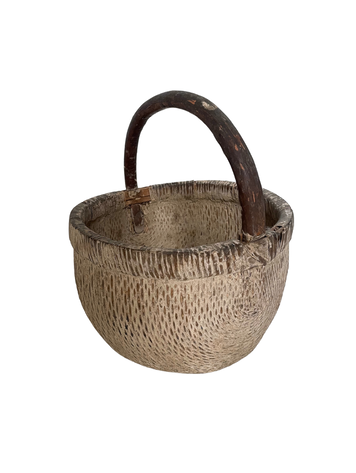 Oude Chinese rotan plukmand met handvat #12