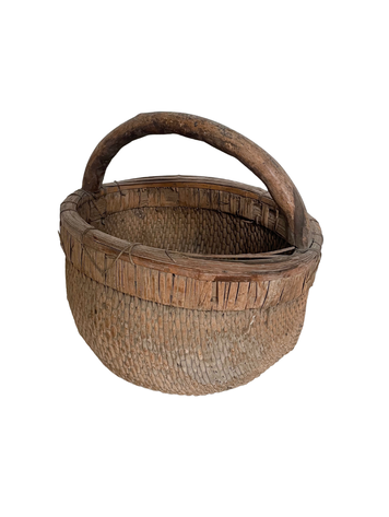 Oude Chinese rotan plukmand met handvat #11