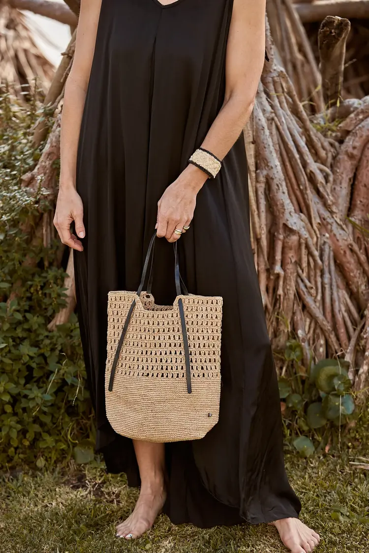 Made in Mada ANDO Bag Natural/ Cuir - Noir