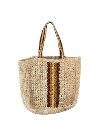 Lolo Deco Raffia Shopper Madagascar - Bayadère Brown