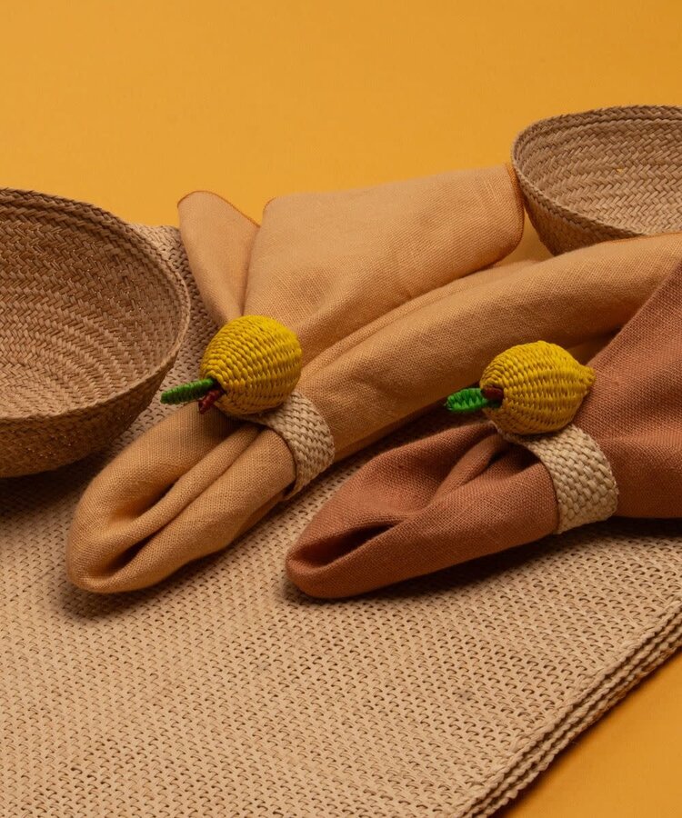 Guanabana handmade Napkin Ring - Lemon Yellow & Green