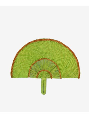 Guanabana handmade Handwoven Fan - Neon Green & Beige Details