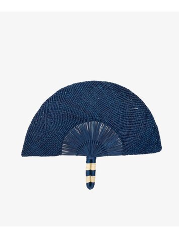 Guanabana handmade Handwoven Fan - Navy Blue & Beige