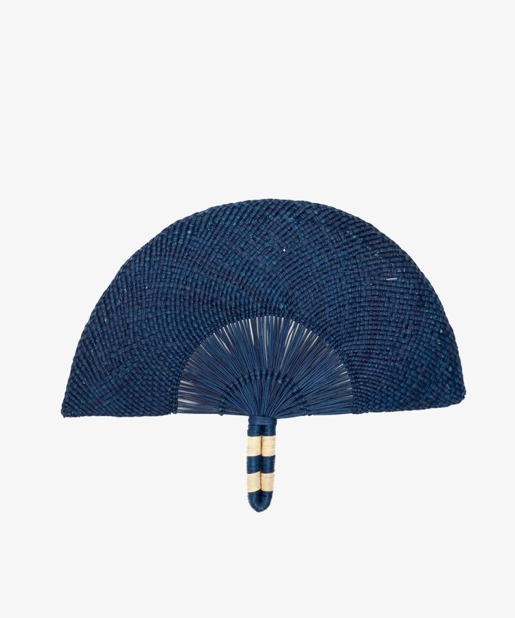 Guanabana handmade Handgeweven Waaier - Navy Blue & Beige