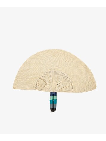Guanabana handmade Handwoven Fan - Beige & Navy Blue