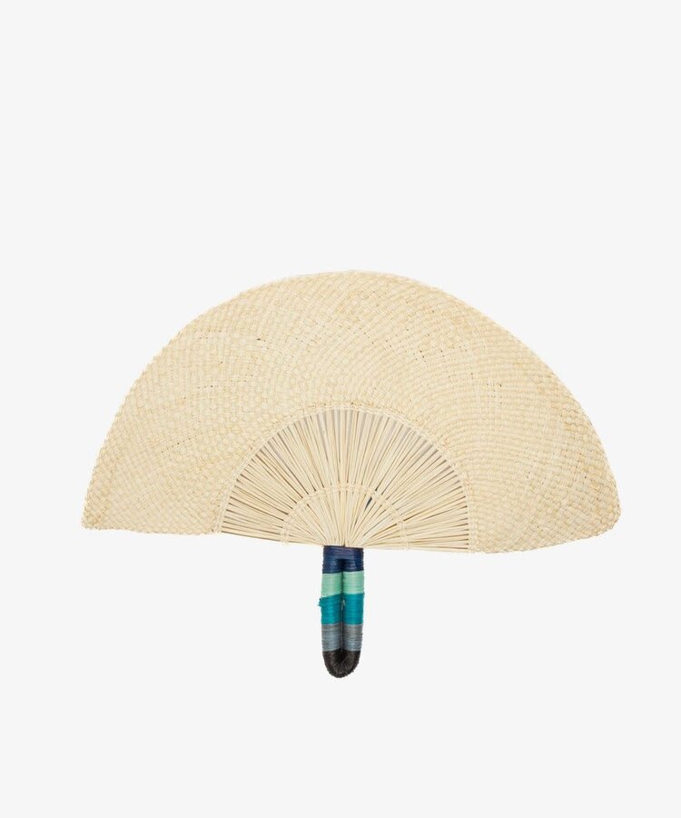 Guanabana handmade Handwoven Fan - Beige & Navy Blue