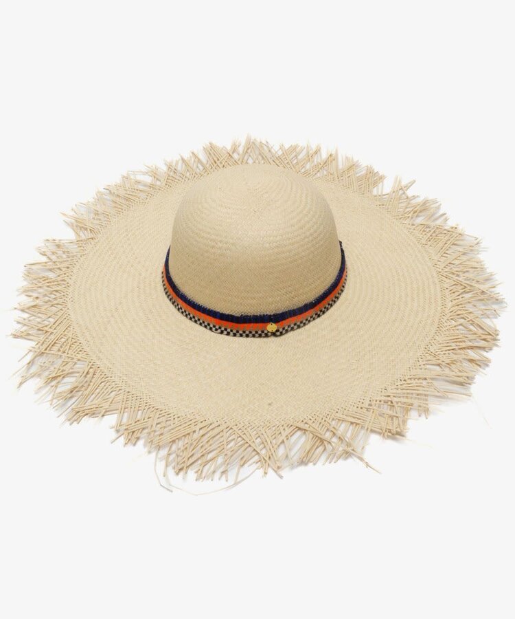 Guanabana handmade Pamela Hat With Fringes & Band Beige