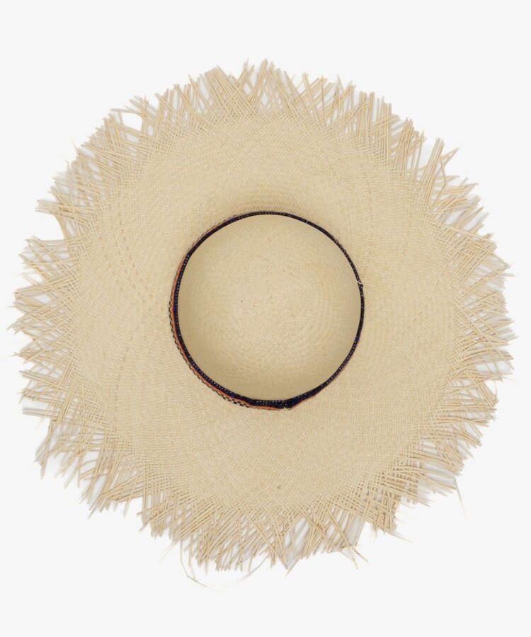 Guanabana handmade Pamela Hat With Fringes & Band Beige