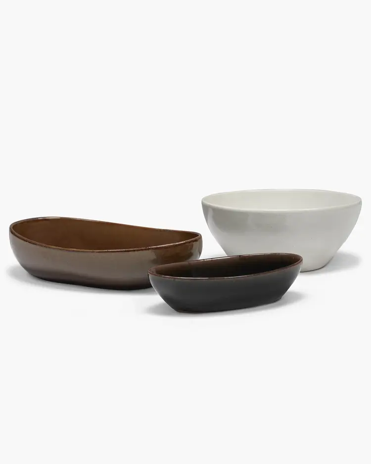 Unchartered for Serax Oval Bowl Out Of Lines - Dark Brown