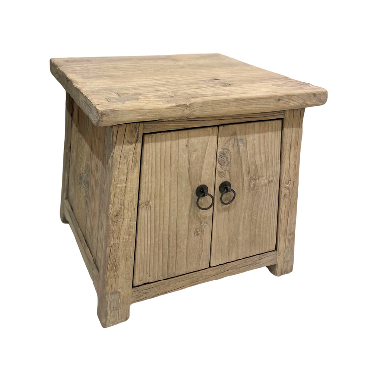 Nachtkastje Met 2 Deurtjes, Olmhout
