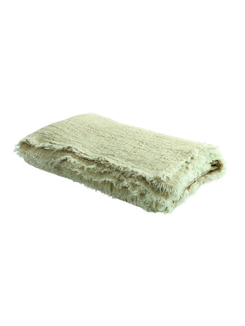 Maison de Vacances Throw Vice Versa Fringed, Washed Linen Crepon - Fior Di Latte