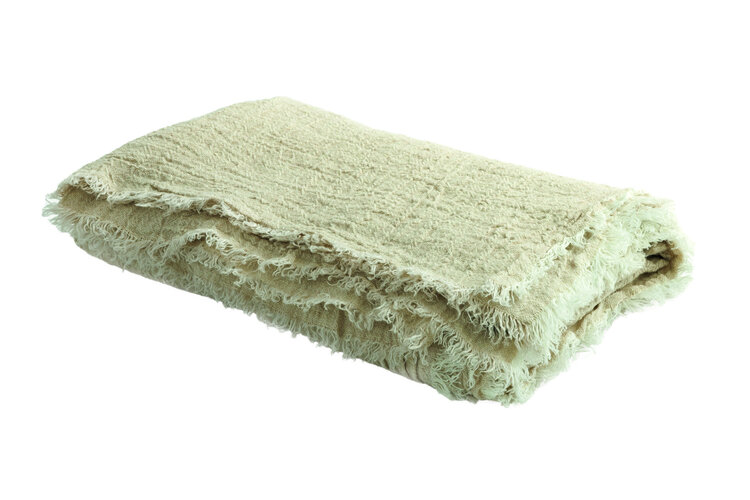 Maison de Vacances  Throw Vice Versa Fringed, Washed Linen Crepon - Fior Di Latte