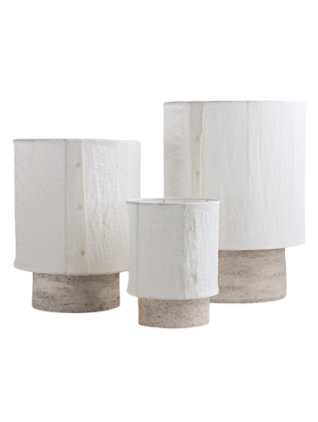 Maison de Vacances Osh Kalé Table Lamp – White Sandstone & Ecru Linen