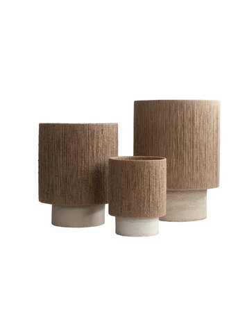 Maison de Vacances Osh Kalé Tafellamp – Grès Argile Blanche & Jute Naturel