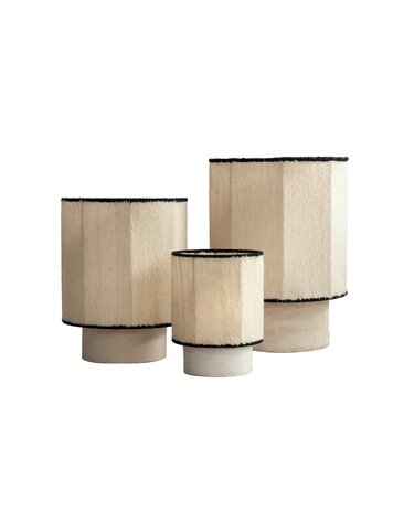 Maison de Vacances Osh Kalé Table Lamp – White Sandstone & Ecru/Black Wool