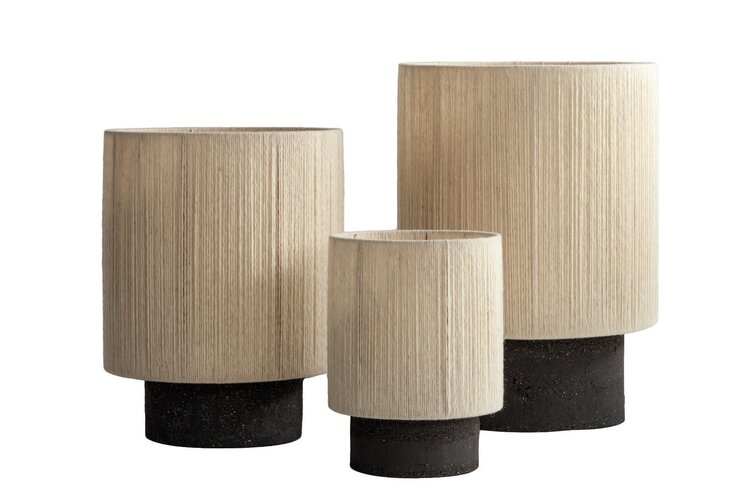 Maison de Vacances Osh Kalé Table Lamp – Black Sandstone & Ecru Wool