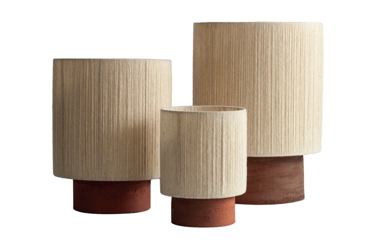 Maison de Vacances Osh Kalé Table Lamp – Red Sandstone & Ecru Wool