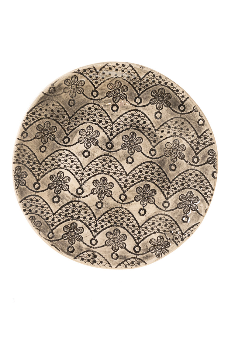 Wonki Ware Dinner Plate Black Pattern