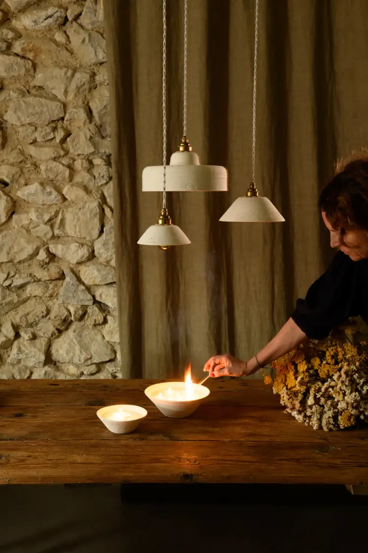 Enamoura Ursule Hanglamp - Grès Chamotté Ivoire