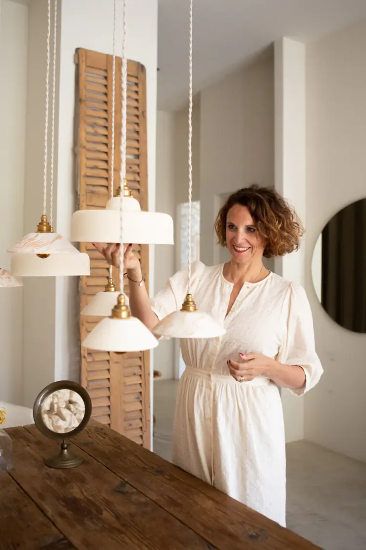 Enamoura Ursule Hanglamp - Grès Chamotté Ivoire