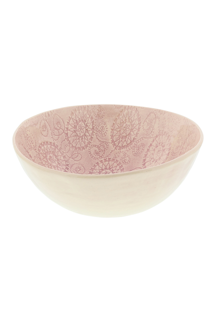Wonki Ware Bowl Deep Pink Pattern