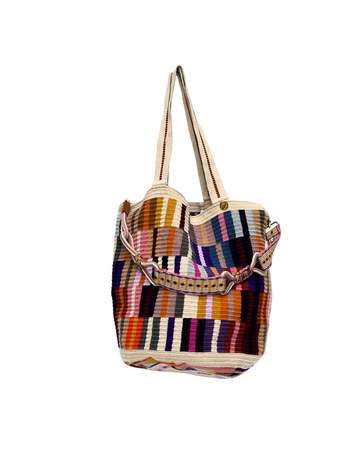 Guanabana handmade Tote Bag - Octant - Beige & Multicolor With Strap