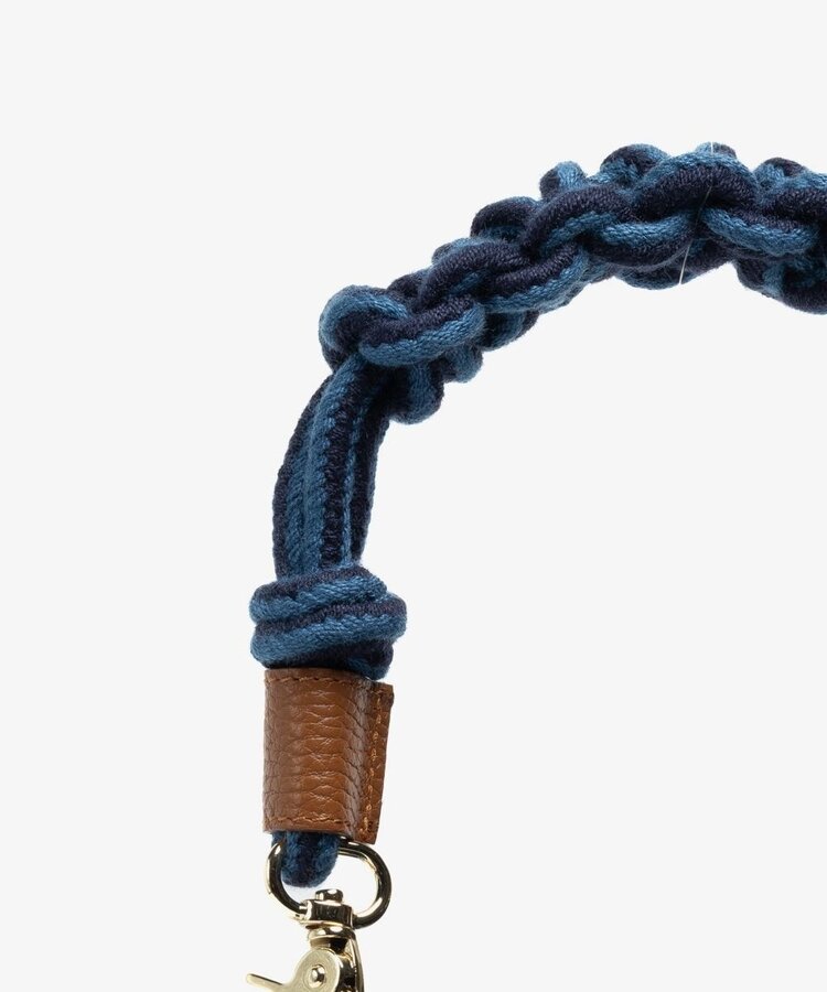 Guanabana handmade Crossbody Bag M - Macrame Handle - Antlia Blue & Toast