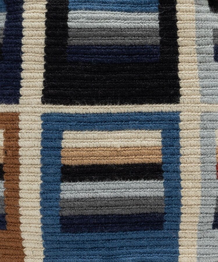 Guanabana handmade Crossbody Bag M - Macrame Handle - Orion Beige & Blue