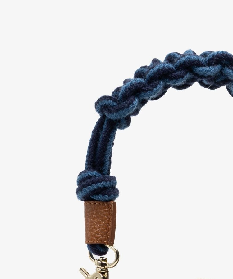 Guanabana handmade Crossbody Bag M - Macrame Handle - Orion Beige & Blue