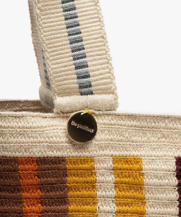 Guanabana handmade Tote Bag - Octant - Purple & Beige