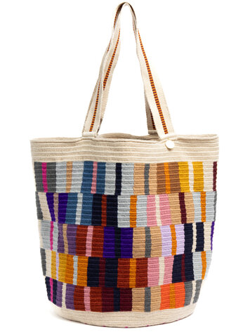 Guanabana handmade Tote Bag Octant - Paars & Beige
