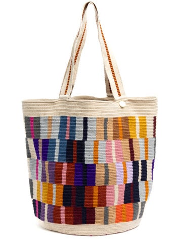 Guanabana handmade Tote Bag - Octant - Purple & Beige