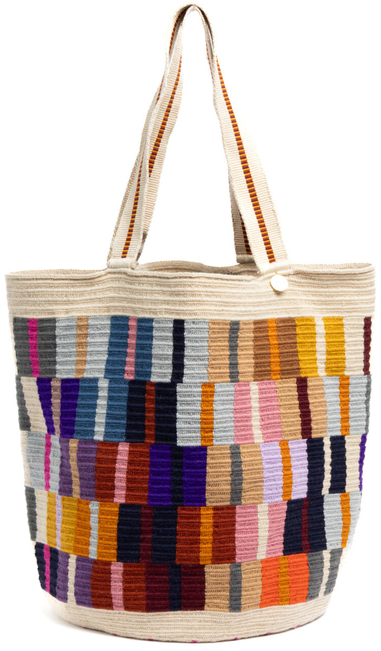 Guanabana handmade Tote Bag Octant - Paars & Beige