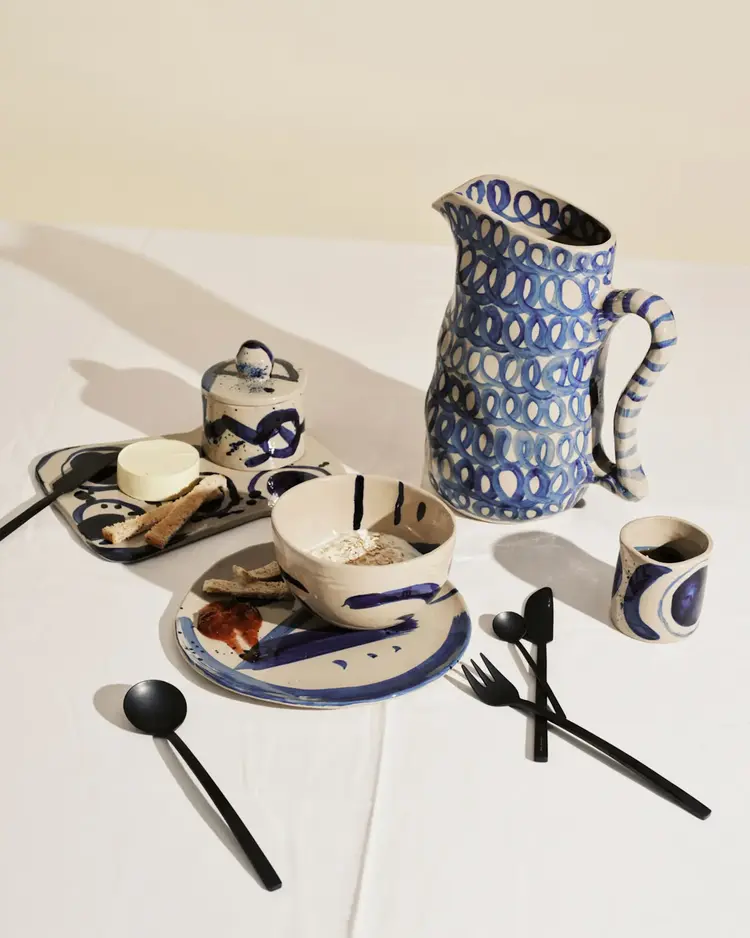 Serax Ceramic Jug Blue Charly