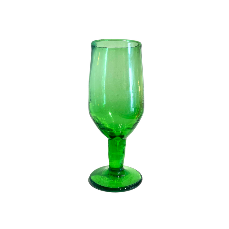 Mouth-Blown Wine Glass - Green