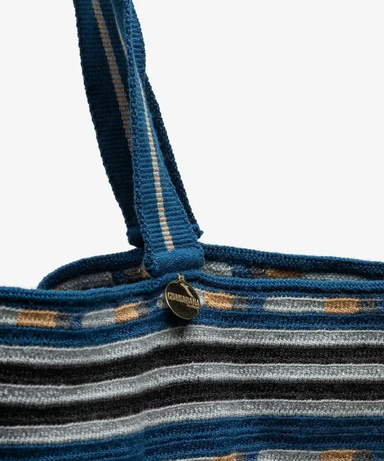 Guanabana handmade Tote Bag - Blauw & Grijs Met Riem