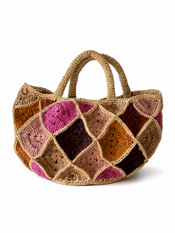 Lolo Deco Raffia Shopper Madagascar - Mini Froufrou  Pink