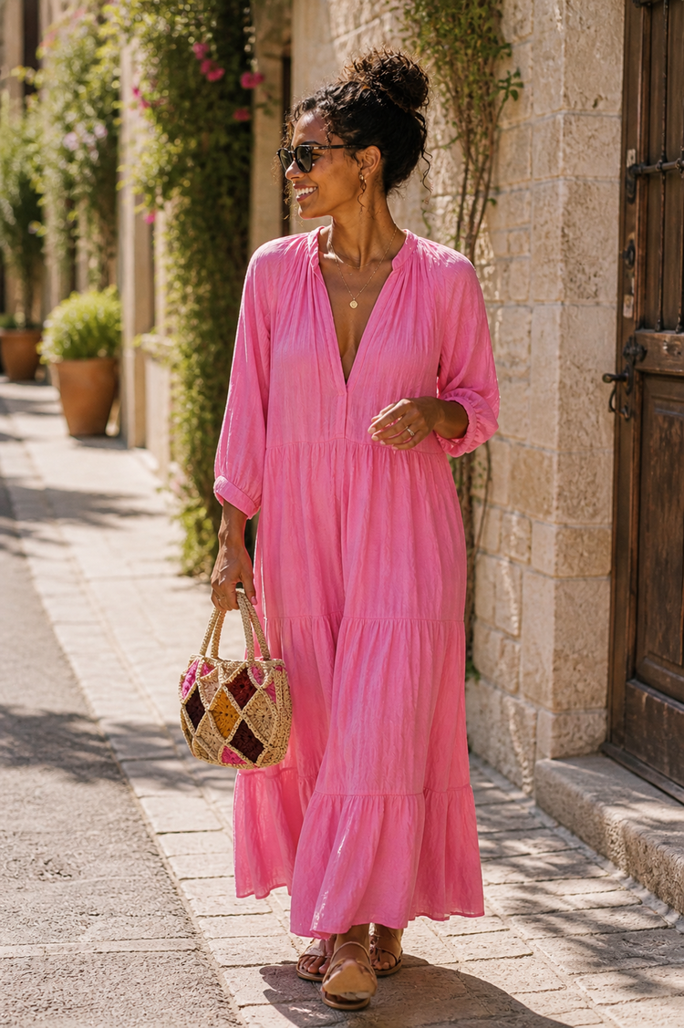 Lolo Deco Raffia Shopper Madagascar - Mini Froufrou  Pink
