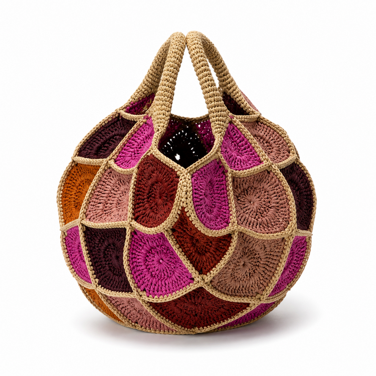 Lolo Deco Raffia Shopper Madagascar - Mini Froufrou  Pink