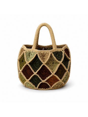 Lolo Deco Raffia Shopper Madagascar - Mini Froufrou Green