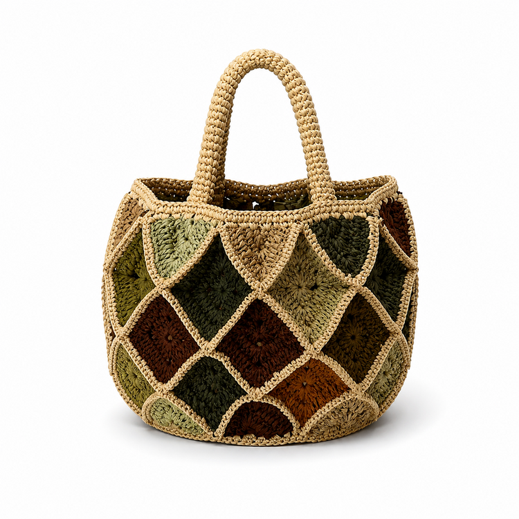 Lolo Deco Raffia Shopper Madagascar - Mini Froufrou Green
