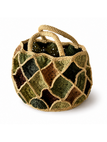Lolo Deco Raffia Shopper Madagascar - Mini Froufrou Green