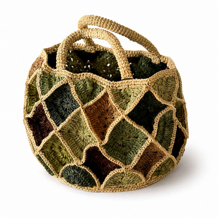 Lolo Deco Raffia Shopper Madagascar - Mini Froufrou Green